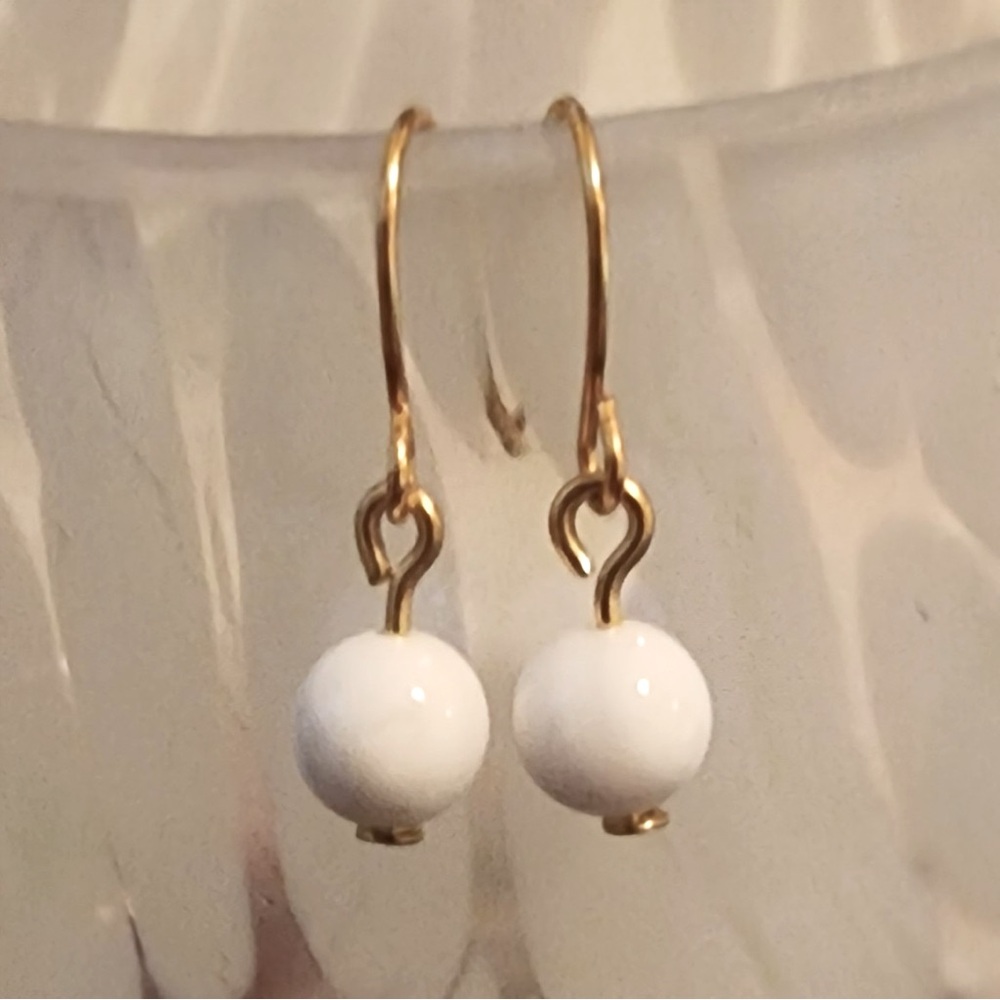 White Shell and Gold Earrings
